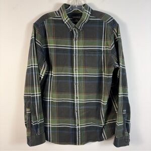 ❤️ Eddie Bauer Men's XL Classic Fit Green Blue Plaid Flannel Shirt